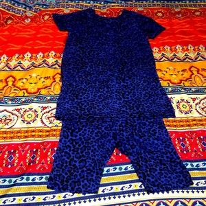 Zenana Royal Blue cheetah short set (S)